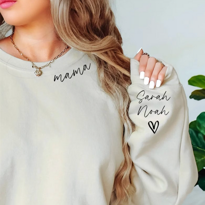 Personalized Mom Sweatshirt With Names on Sleeve
