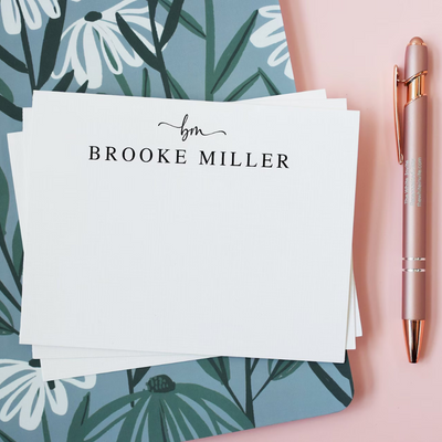 Personalized Note Cards & Envelope Set, Custom Stationery with Name Minimalist Cards, Stationary Set for Ladies Gift Personalized Gift