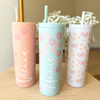 Custom Floral Acrylic Skinny Tumbler With Lid and Straw