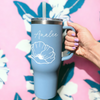 Personalized 40 oz Tumbler with Handle & Straw MAARS Floral Tumbler