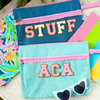 Clear Pouch with Patches, Varsity Letter Patches, Wet Bag Personalized Gift, Clear Bag, Makeup Bag, Snack Bag Pouch Zipper
