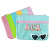 Clear Pouch with Patches, Varsity Letter Patches, Wet Bag Personalized Gift, Clear Bag, Makeup Bag, Snack Bag Pouch Zipper