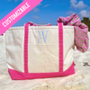 Large Canvas Monogrammed Boat Tote Bag w Zipper
