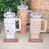 Personalized 40 oz Tumbler with Handle & Straw Floral Tumbler