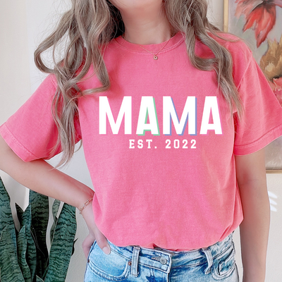 Mama Comfort Colors T Shirts Letter Custom Year