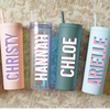 Personalized Tumbler With Lid and Straw, Bridesmaids Gifts, Acrylic Rubber Tumbler Matte, Skinny Tumbler