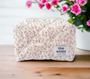 Floral Makeup Bag, Quilted Cotton Cosmetic Bag, Personalized Gift, Toiletry Bag Women, Makeup Bag, Snack Bag Pouch Travel Bag