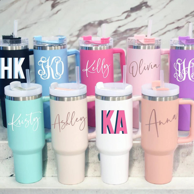40 oz Tumbler with Handle, Personalized Tumbler with Straw, Custom Tumbler, Personalized Tumbler for Women