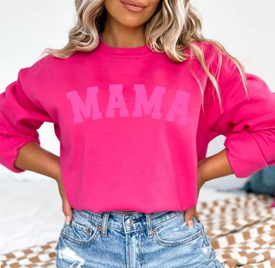 Mama Sweatshirt Embossed Puff Graphic Sweatshirt Pink