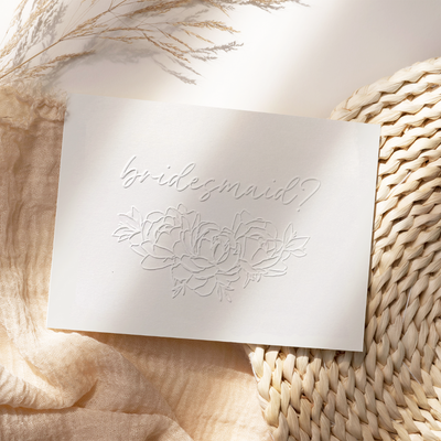 Will You Be My Bridesmaid Card Embossed Letterpressed Minimal