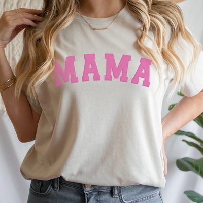 Puff Embossed Mama Pink Women's Graphic Tee Bella Canvas