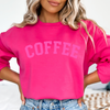 Women's Coffee Embossed Sweatshirt Puff Sweater
