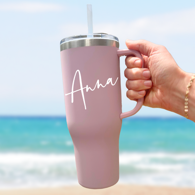 Personalized Stainless Steel Tumbler with Straw and Handle 40oz Mug | Huge Water Bottle