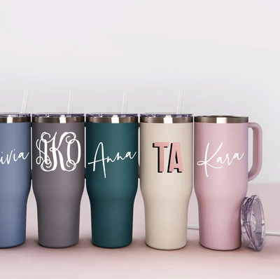 Personalized Stainless Steel Tumbler with Straw and Handle | Bridal Party Tumblers | 40oz Mug | Huge Water Bottle Gift MAARS