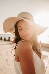 Wearing Bride to Be Beach Hat Floppy Hat in Natural Color