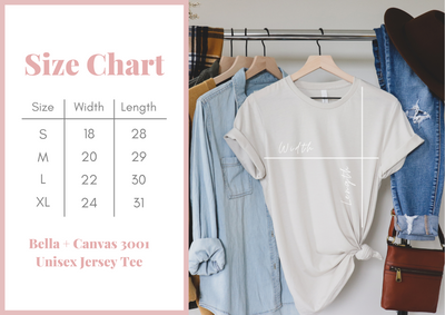 size chart of Future Mrs Shirt Women's Graphic Tee