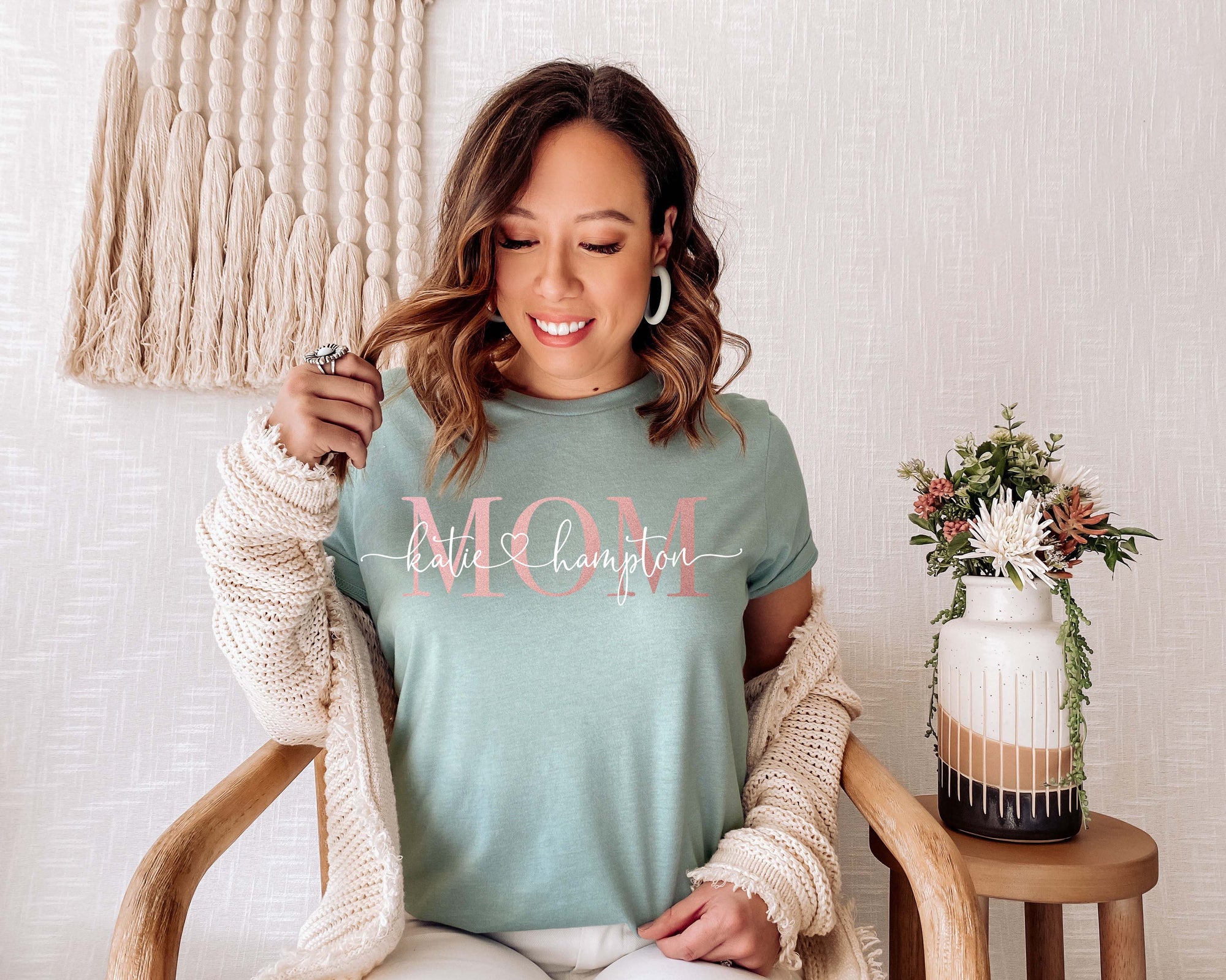 Personalized Mom Shirt - Women's Graphic Tee Free Shipping - The White Invite