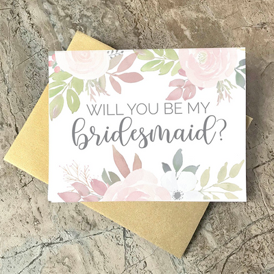 Will You Be My Bridesmaid Floral Wedding Party Card