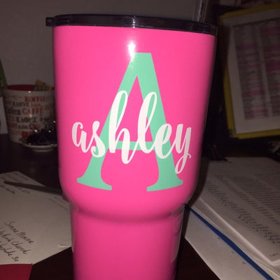 Personalized Decal Monogram for 20oz or 30oz Yeti Rambler, RTIC Tumbler Cup