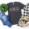 Personalized Mom Shirt Women's Graphic Tee in charcoal