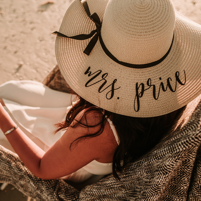 Personalized mrs. price (or Your Choice of Wording) Beach Floppy Hat front