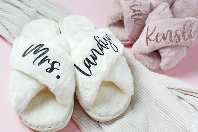 Personalized Fluffy Bridal Slipper